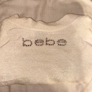 white bebe longsleeve plush shirt